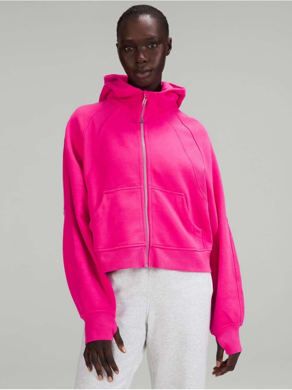 Lululemon Scuba Oversized Full Zip Hoodie Sonic Pink M/L Funnel Hood